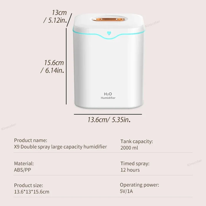Double Spray Air Humidifier – Fast Moisture & Quiet Cool Mist