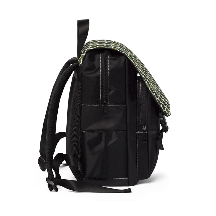 Dragon Scale Backpack - Dark Olive Green Dragon Scale Pattern Oxford Canvas Shoulder Bag, Merman Scale Fantasy Bag for School, Travel, and Daily Carry