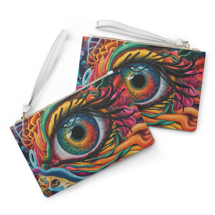 Dragon's Eye Clutch Bag - Mystical Dragon Eye Wristlet Clutch in Saffiano PU Leather, Dragon Gift for Her, Gothic Fantasy Purse