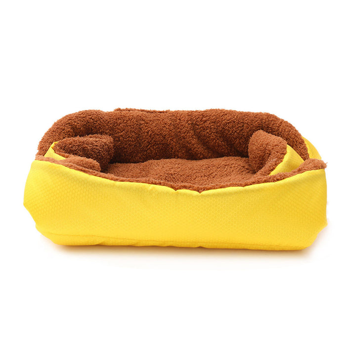 NNEAGS Yellow Dual-purpose Cushion Nest Cat Dog Bed Warm Plush Kennel Mat Pet Home Travel Essentials-1