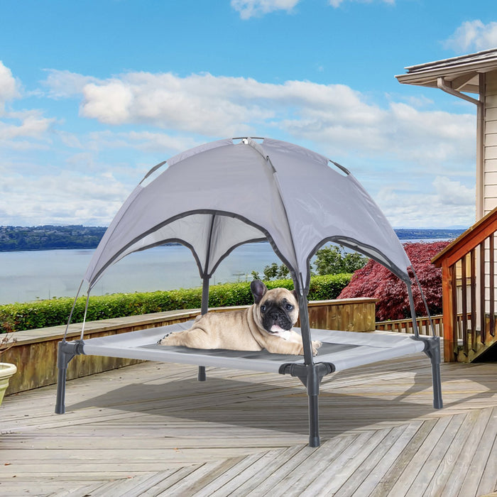 Elevated pet cot with canopy shade