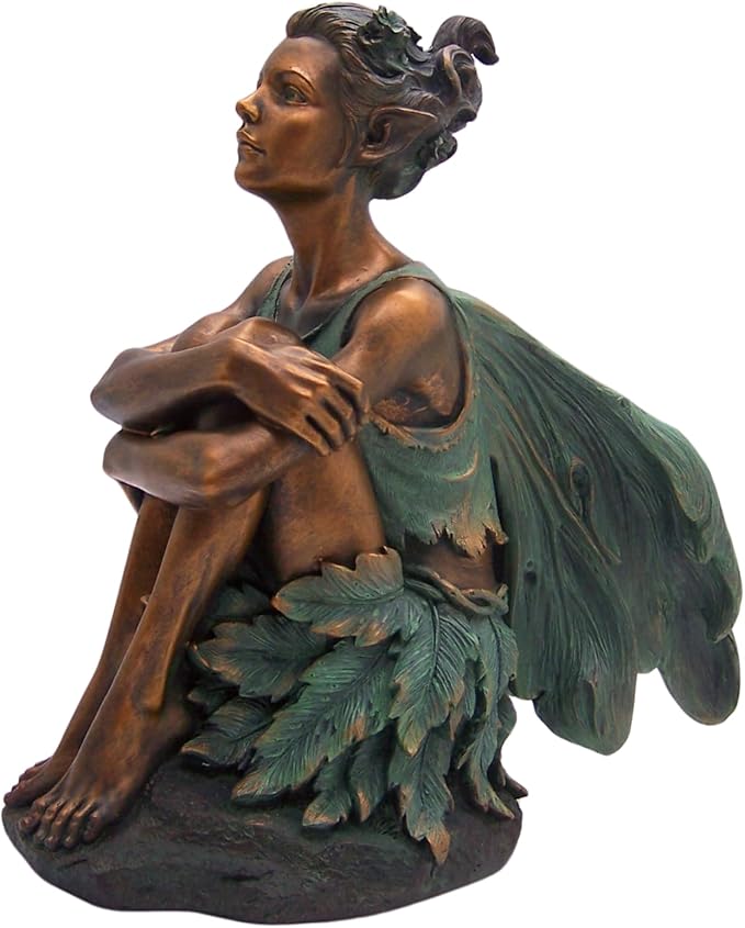 Fairy Garden Statue Holding Knees - 13-Inch Whimsical Resin Outdoor Decor