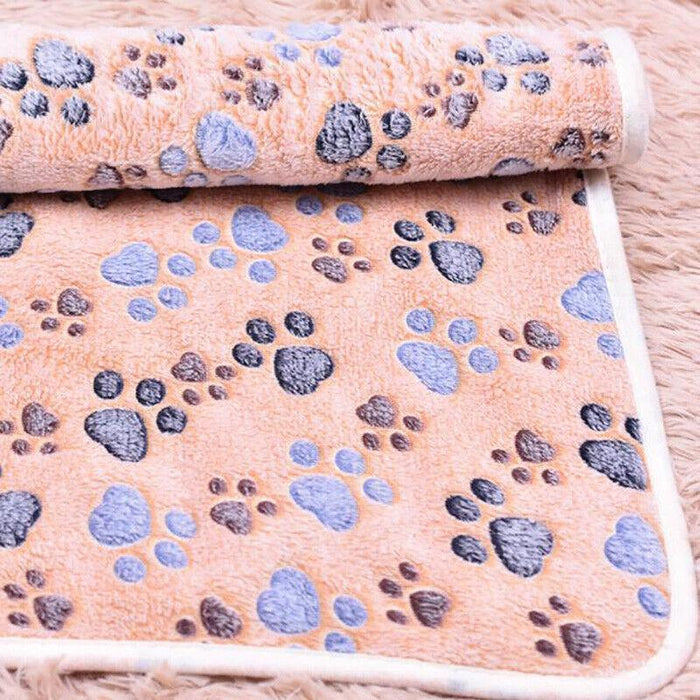 Fleece Paw-Print Pet Blanket — Large
