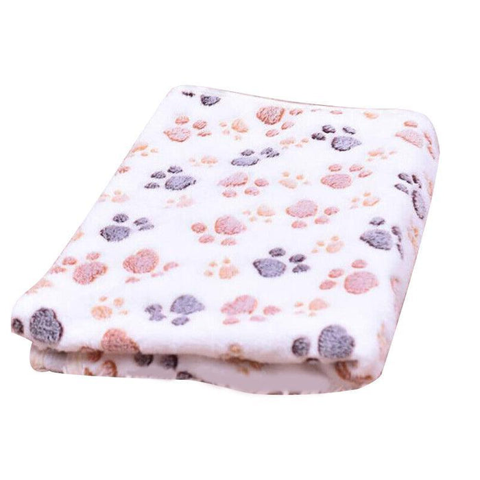 Fleece Paw-Print Pet Blanket — Large