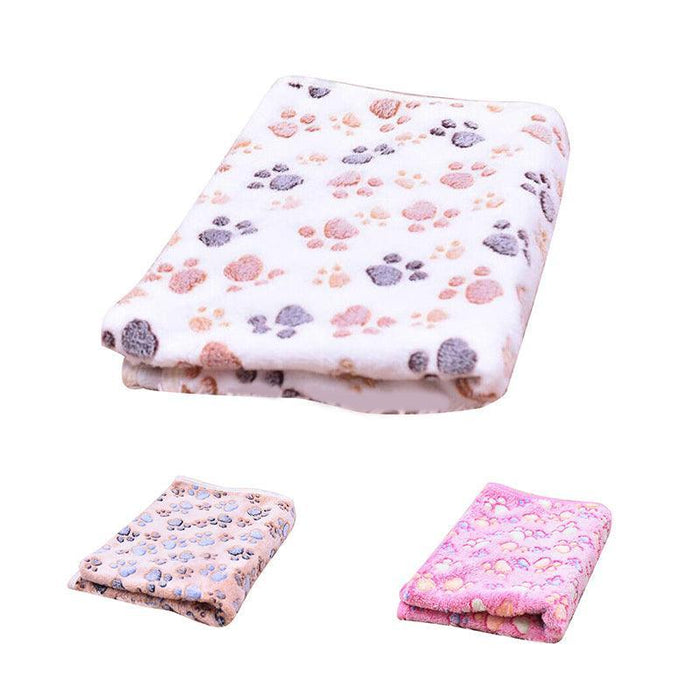Fleece Paw-Print Pet Blanket — Large