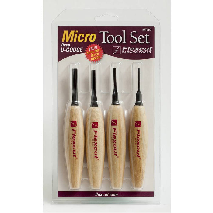 Flexcut Deep U Gouge 4 piece Micro Tool Set MT500