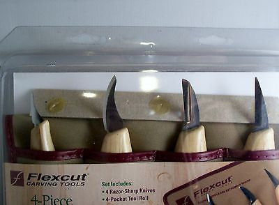 Flexcut KN100 4pc Knife Set with Tool Roll