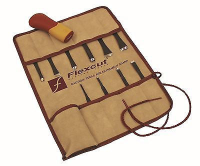 Flexcut SK107 11 Piece Craft Carver Set, includes tool roll & project blank
