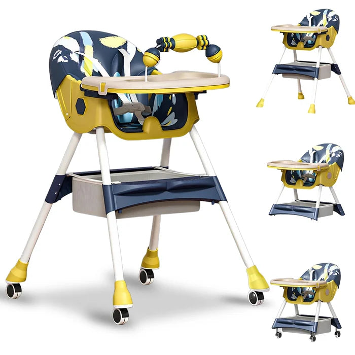 Foldable Baby High Chair – 4-in-1 Safe Reclining Seat