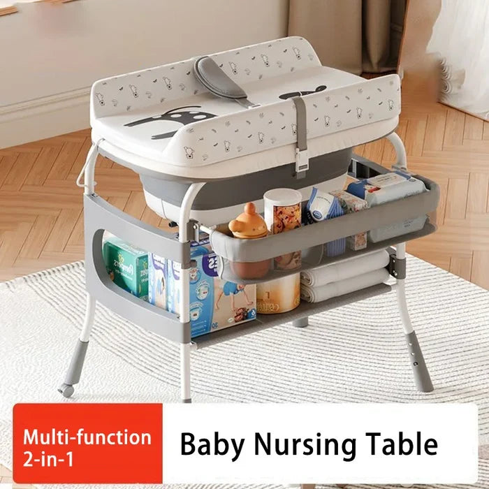 Foldable Baby Nursing Table with 2-in-1 Changing Station