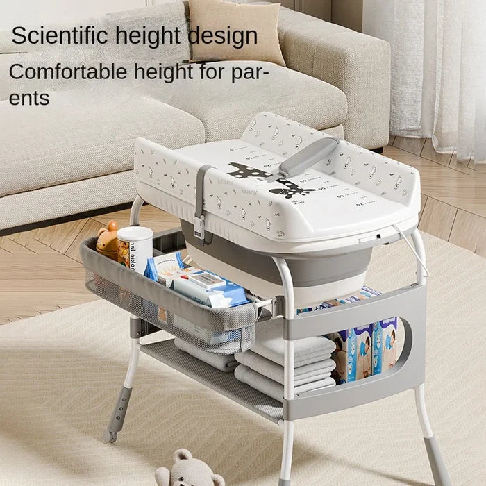 Foldable Baby Nursing Table with 2-in-1 Changing Station