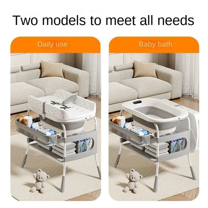 Foldable Baby Nursing Table with 2-in-1 Changing Station