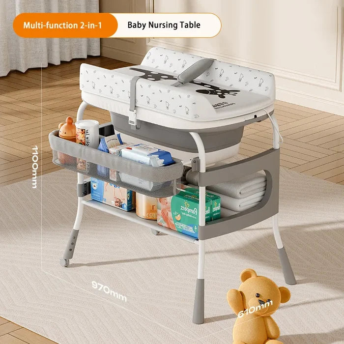 Foldable Baby Nursing Table with 2-in-1 Changing Station