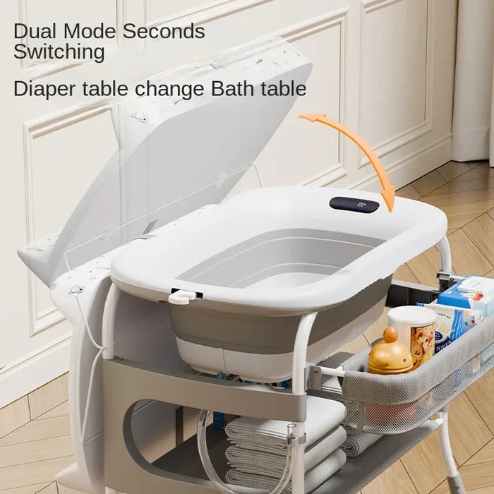 Foldable Baby Nursing Table with 2-in-1 Changing Station