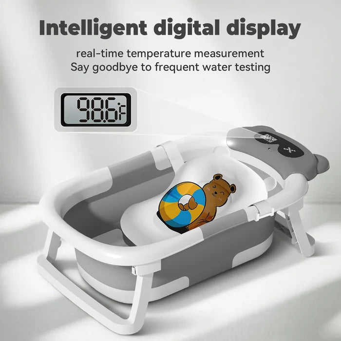 Foldable Baby Tub with Cushion & Thermometer – Safe Comfort