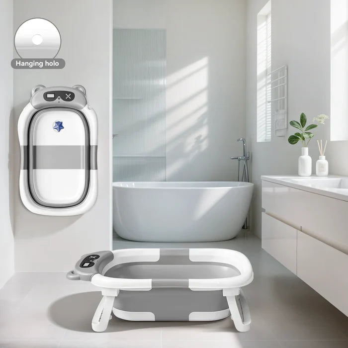 Foldable Baby Tub with Cushion & Thermometer – Safe Comfort