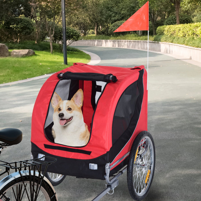 Foldable pet bike trailer, red