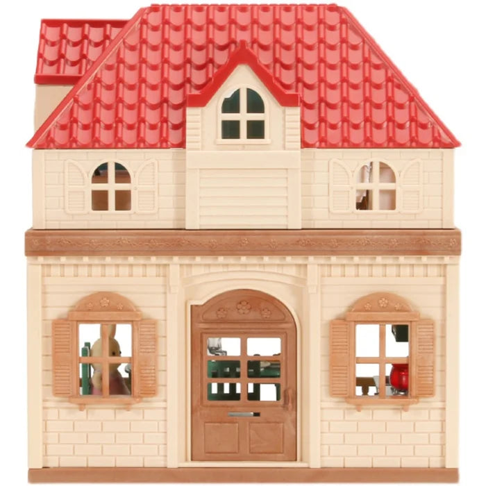 Forest Family Dollhouse Furniture Set – 3-Story Play Villa