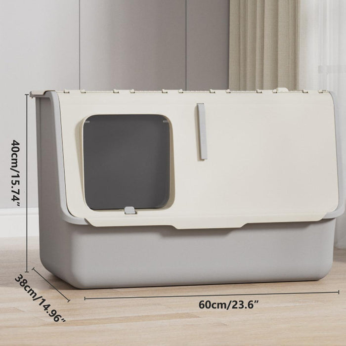 Large Fully Enclosed Cat Litter Box with Lid Odor Control Litter Pan for Cats-2