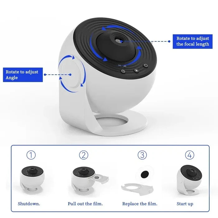 Galaxy Projector Night Light with 360° Starry Sky Effect