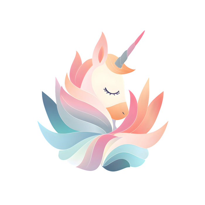 Unicorn gift card with pink and blue curled mane