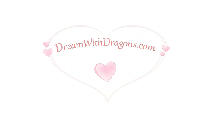 Heart gift card with DreamWithDragons.com text and pink heart