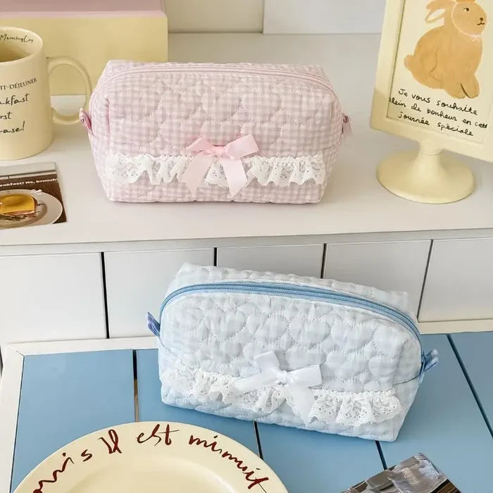 Gingham & Lace Pencil Case