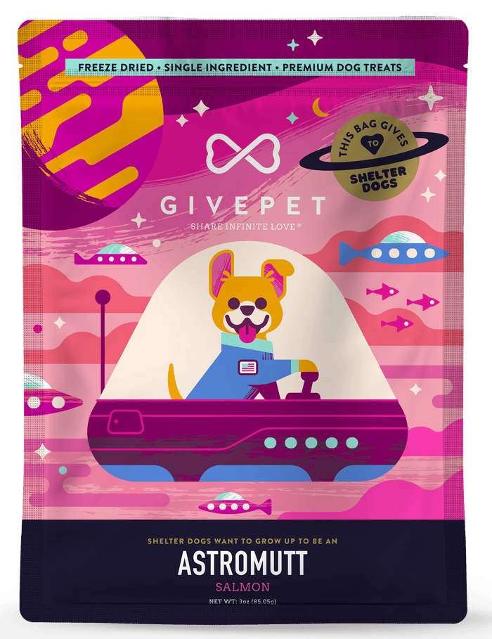GivePet Astromutt Salmon Freeze - Dried Dog Treats: 3 oz. - Glad Dogs Nation | ALL Profits Donated