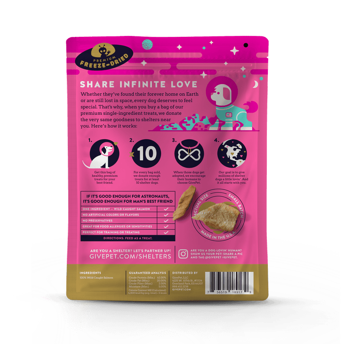 GivePet Astromutt Salmon Freeze - Dried Dog Treats: 3 oz. - Glad Dogs Nation | ALL Profits Donated