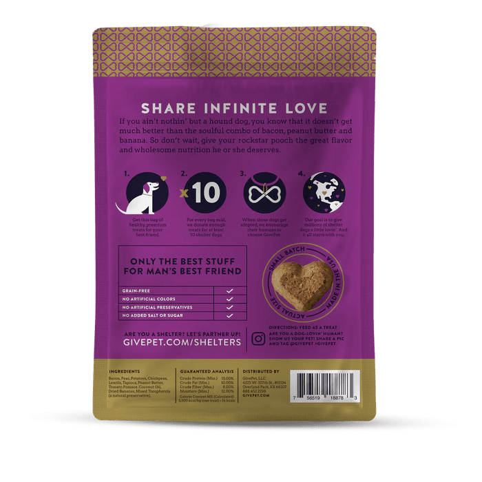 GivePet Doghouse Rock Dog Treats: Bacon, Peanut Butter & Banana 11 oz. - Glad Dogs Nation | ALL Profits Donated