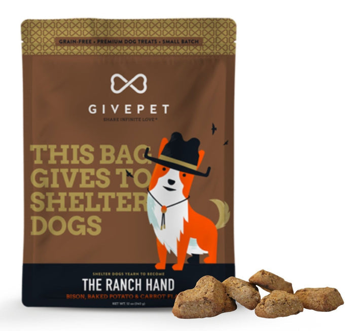 GivePet The Ranch Hand Dog Treats: Bison, Baked Potato & Carrot 11 oz. - Glad Dogs Nation | ALL Profits Donated