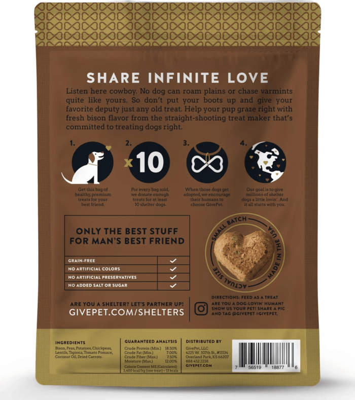 GivePet The Ranch Hand Dog Treats: Bison, Baked Potato & Carrot 11 oz. - Glad Dogs Nation | ALL Profits Donated
