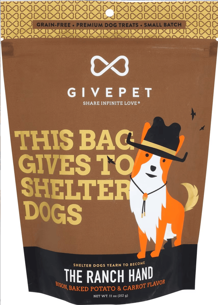 GivePet The Ranch Hand Dog Treats: Bison, Baked Potato & Carrot 11 oz. - Glad Dogs Nation | ALL Profits Donated