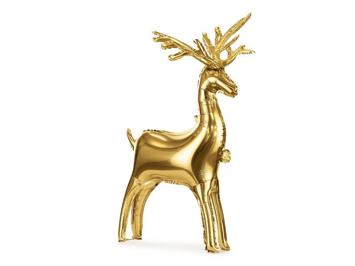 Gold deer foil balloon with antlers, standing figure