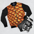 Golden Dragon Scale Bomber Jacket - Amber Gold Scale Print with Black Sleeves, Fantasy Streetwear for Men and Women XS to 3XL