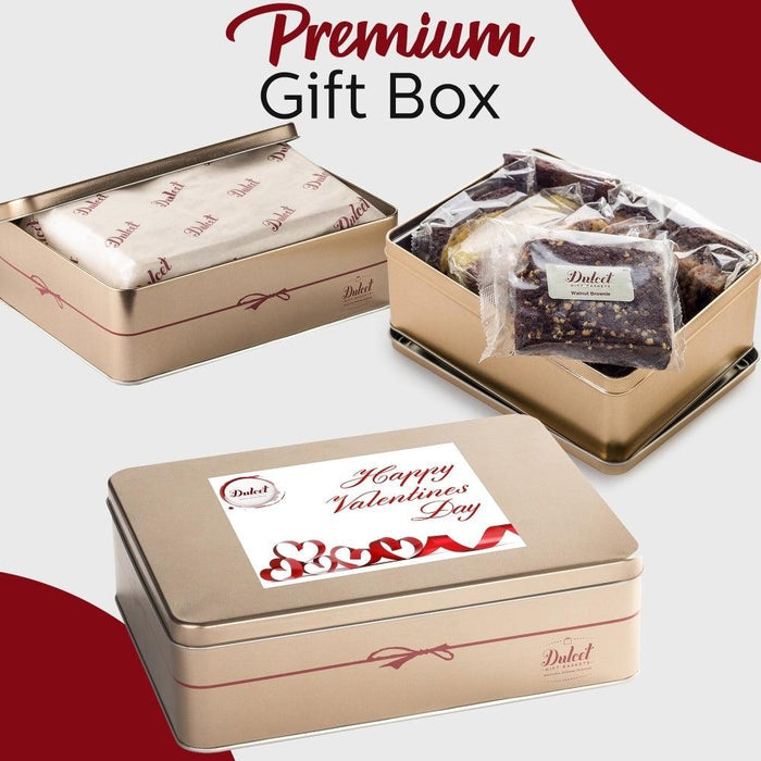 Premium Gift Box set with foil-wrapped tea bread and Valentines card
