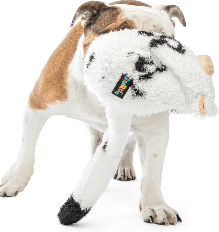 GURU Hide - A - Tail Cow Crinkle & Squeak Puzzle Dog Toy, Medium & Large - Glad Dogs Nation | ALL Profits Donated