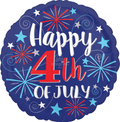 Happy 4th of July Foil Balloon – 18" Round Fireworks Decor