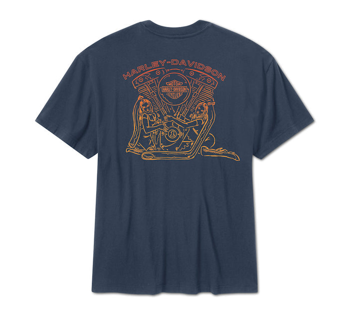 HARLEY-DAVIDSON®  TEE- KNIT ENGINE TWIN BLUE
