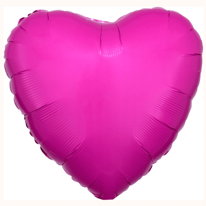 Bright pink heart balloon, glossy metallic shine, single balloon