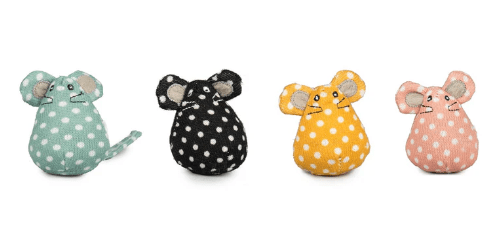 HuggleKats Organic Catnip Mice Cat Toys: 4 Polka Dot Colors - Glad Dogs Nation | ALL Profits Donated