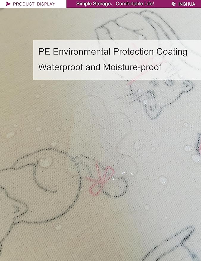 Close-up of white fabric with small cat pattern for a waterproof storage basket