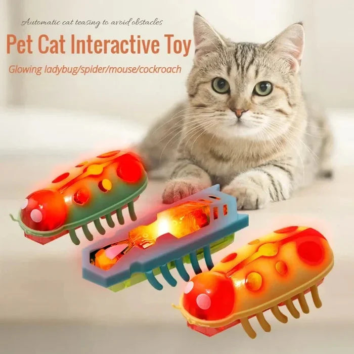 Glowing red electric cat flip beetle toy, with illuminated base and legs