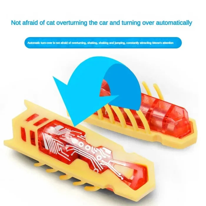 Yellow electric cat flip beetle toy with red clear glowing shell