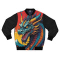Japanese Dragon Bomber Jacket - Teal Dragon Mount Fuji Anime Streetwear, Fantasy Fashion for Men and Women XS to 5XL
