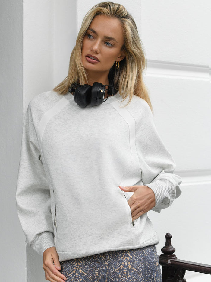 Jess Crew Neck Sweater Grey and Kat Snake legging from the NAIA Active  active wear collection