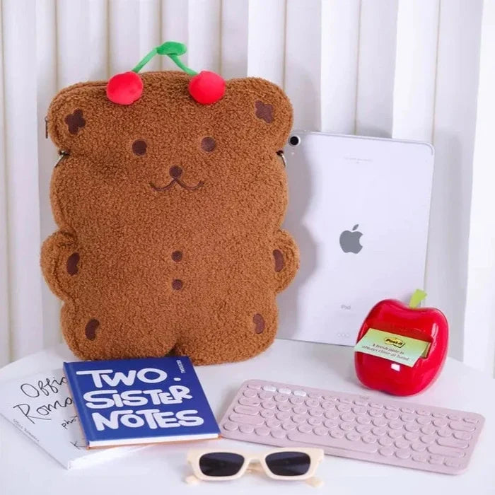 Kawaii Bear & Cherry Laptop Sleeve – Cute Tablet Case | 11, 13 & 13.3 Inch Sizes