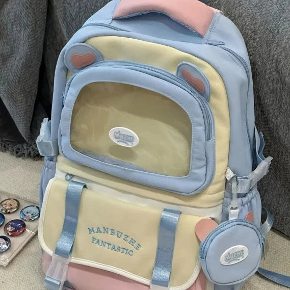 Kawaii Beary Cute Ita Backpack – Clear Window Bear Bag | 5 Colours | Pin & Charm Display