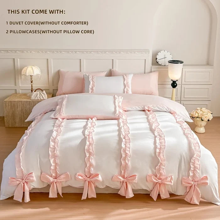 Kawaii Bow Print Bedding Set | 3-Piece Duvet Cover & Pillowcases