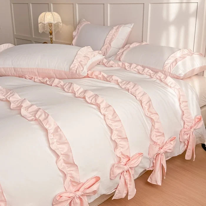 Kawaii Bow Print Bedding Set | 3-Piece Duvet Cover & Pillowcases